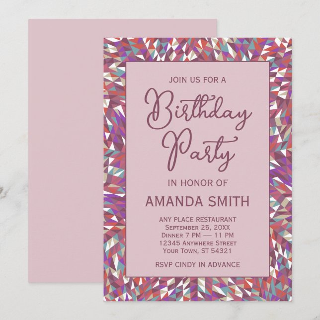 Convite de aniversário Boho Mandala (Frente/Verso)