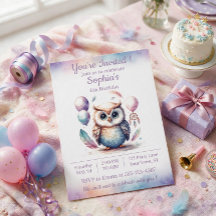 Convite de Aniversário Boho Owl — Crianças da Flor