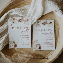 Convite de aniversário Boho Pampas