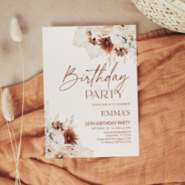 Convite de aniversário Boho Pampas