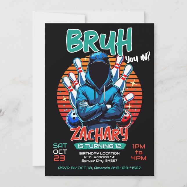 Convite de aniversário boliche (Frente)