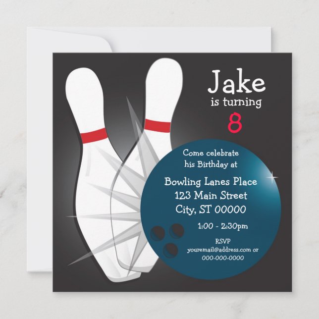 Convite de aniversário boliche (Frente)