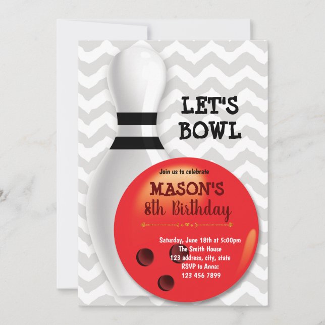 convite de aniversário boliche (Frente)