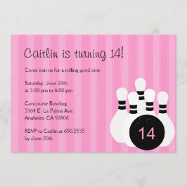 Convite de aniversário Boliche - Rosa