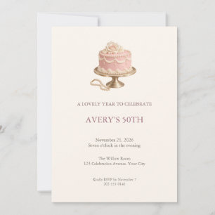 Convite de Aniversário Bolo Blush Pearl Cake