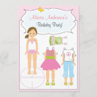 Convite de Aniversário - Boneca de Papel