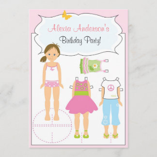 Convite de Aniversário - Boneca de Papel