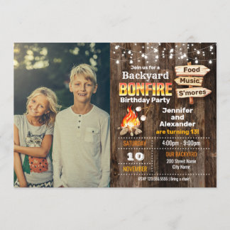Convite de aniversário Bonfire