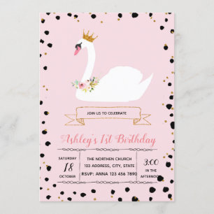 Convite de aniversário bonito da cisne