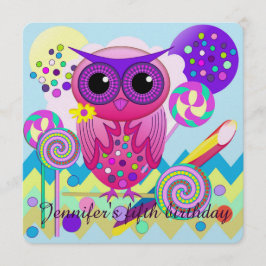 Convite de aniversário bonito do costume da coruja