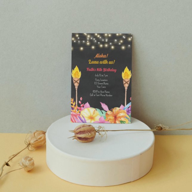 Convite de aniversário bonito Luau (Criador carregado)