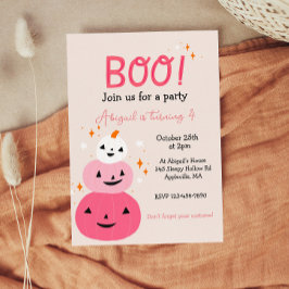 Convite de aniversário Boo Pink Halloween