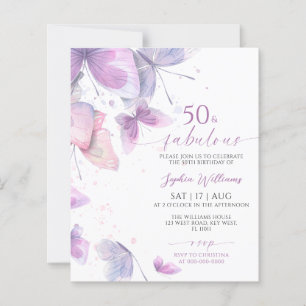 Convite de Aniversário Borboleta Econômica 50 & Fa