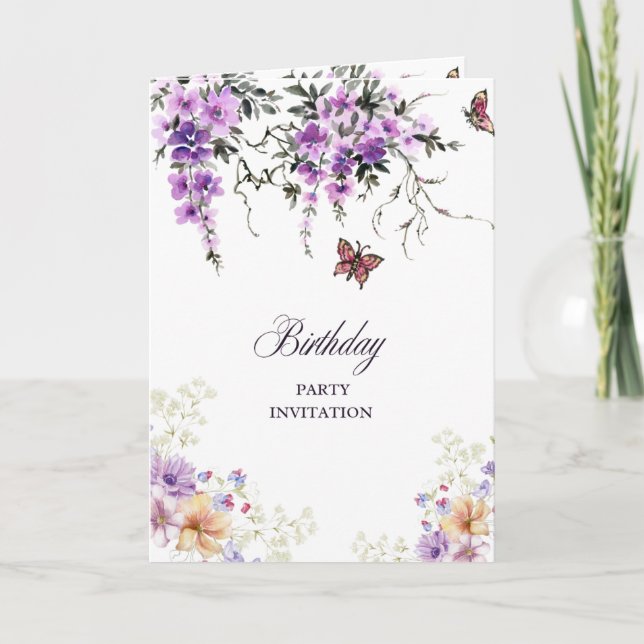 Convite de Aniversário Botânico Personalizado (Frente)