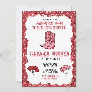 Convite de Aniversário Botas no Chão Rodeio