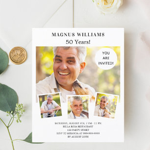 Convite de aniversário branco para colagem de foto