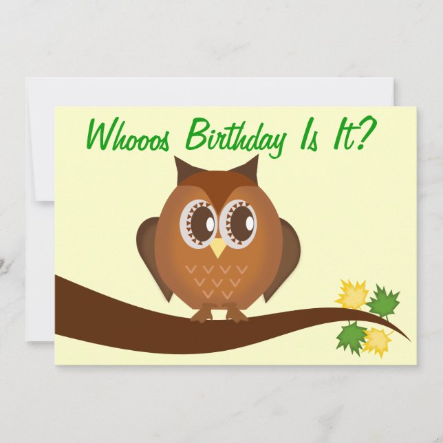 Convite de aniversário Brown Hoot Owl (Frente)