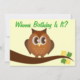 Convite de aniversário Brown Hoot Owl