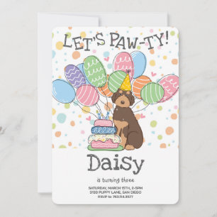 Convite de aniversário Brown Tan Aussiedoodle