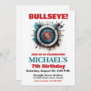 Convite de aniversário Bullseye Archery