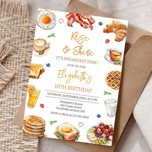 Convite de Aniversário Café da Manhã Brunch (Criador carregado)