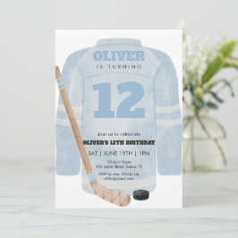 Convite de Aniversário Camisa de Hockey Azul