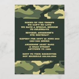 Convite de aniversário Camuflagem do Exército Camo