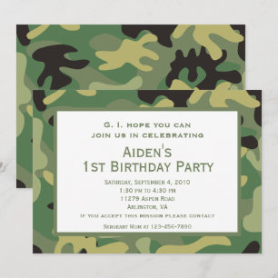 Convite de Aniversário   Camuflagem Verde