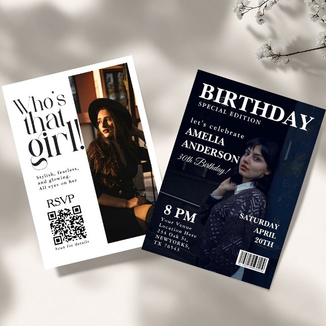 Convite de aniversário capa de revista Chic para E (Criador carregado)