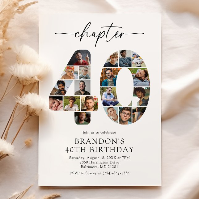 Convite de Aniversário Capítulo 40 Elegante 40º (Criador carregado)