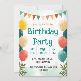 Convite de Aniversário Caprichoso Aquarela