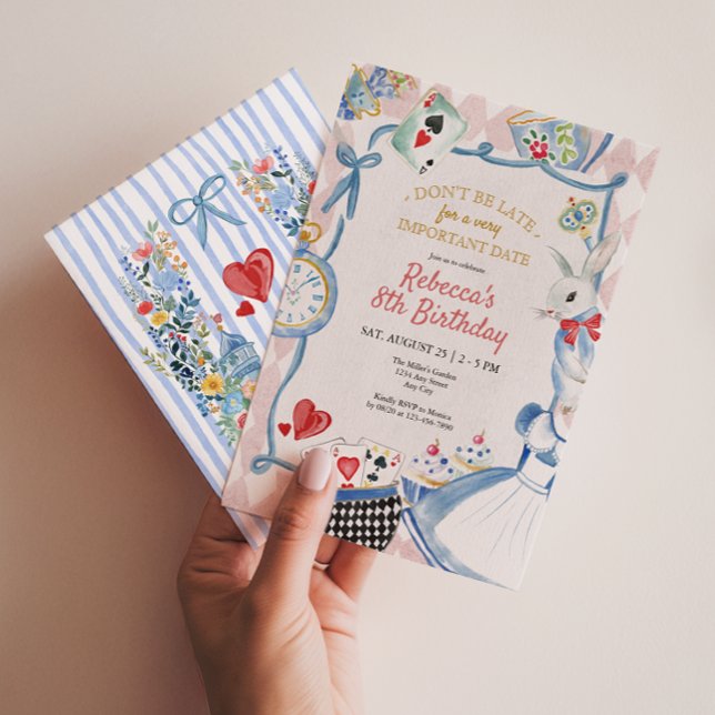 Convite de Aniversário Caprichoso da Alice no País (Alice Girls Birthday Invite)