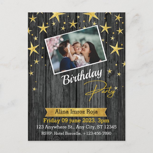 Convite de Aniversário Cartão Postal Padrão (Frente)