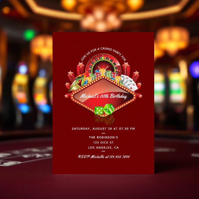 Convite de aniversário Casino (Casino Birthday Party invitation)
