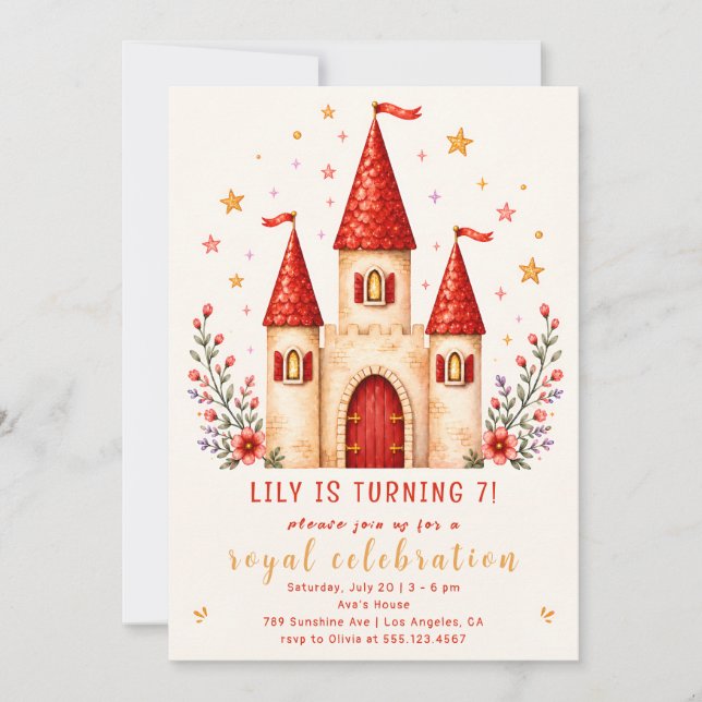 Convite de Aniversário Castelo da Princesa (Frente)
