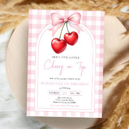 Convite de Aniversário Cereja Arco Rosa Coquette