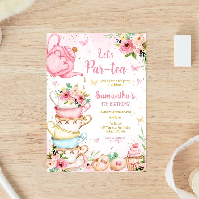 Convite de Aniversário Chá Par-tea (Criador carregado)