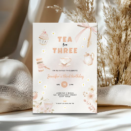 Convite de Aniversário Chá para Três para Meninas