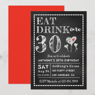 Convite de Aniversário Chalkboard para Qualquer Id
