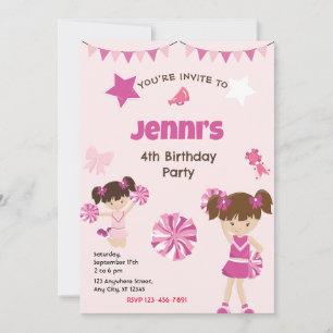 Convite de aniversário cheerleader