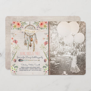 Convite de aniversário chique de Boho Dreamcatcher