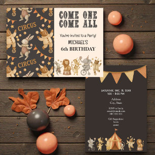 Convite de Aniversário Circense Vintage Caprichoso