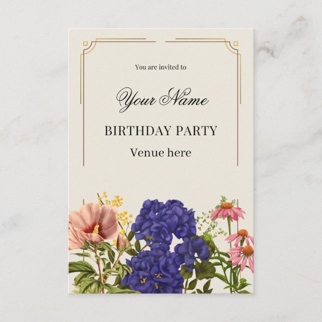 Convite de Aniversário Clássico de Jardim Botânico (Frente)