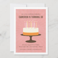 Convite de aniversário clássico do bolo a rosa