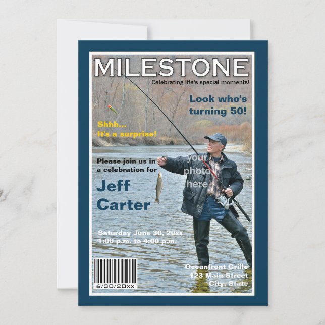 Convite de aniversário Cobrir de Revista (Frente)