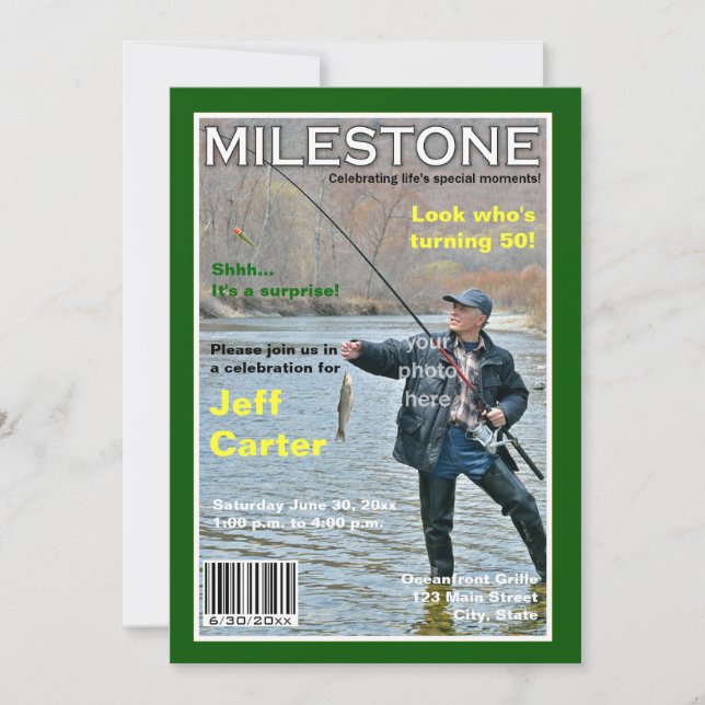 Convite de aniversário Cobrir de Revista (Frente)