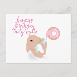 Convite de Aniversário Coelhinho Cartoon Fofa