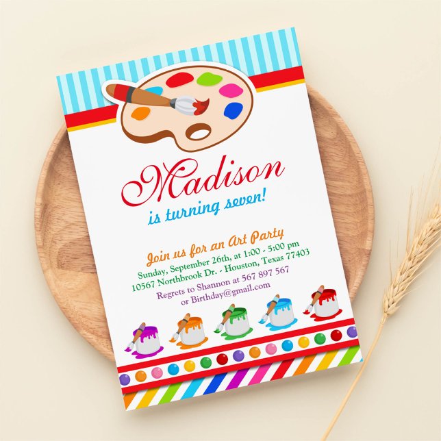 Convite de aniversário Colorida do Partido Arte (Criador carregado)