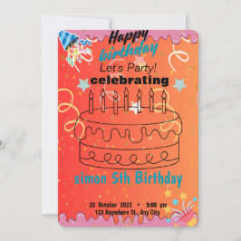 Convite de aniversário colorido