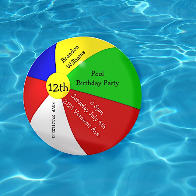 Convite de aniversário Colorido da Bola de Praia (Criador carregado)